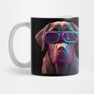 Futuristic Dog in a Vaporwave Style Mug